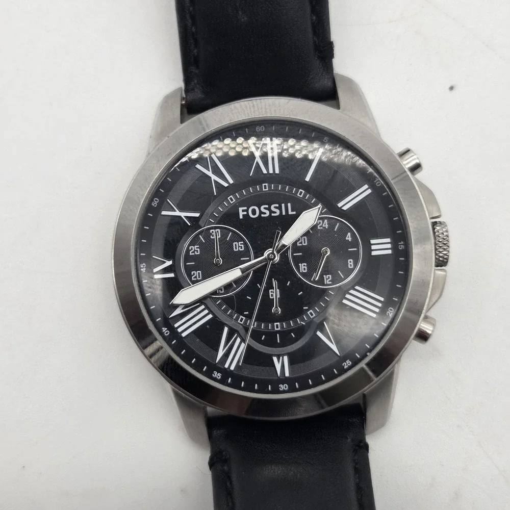 Fossil Grant FS4812 Chrono Chronograph Wrist Watch Leather Strap Mens
